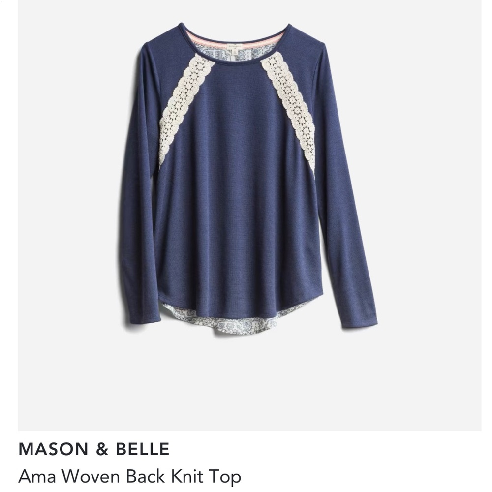Medium Mason and Belle Lace top. Navy blue with inset in back. Great condition.